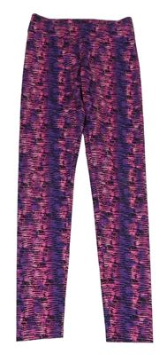 Černo-fialovo-růžové vzorované sportovní legíny Matalan