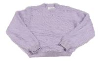 Lila chlpatý crop sveter Zara