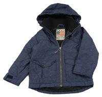 Tmavomodrá melírovaná šušťáková zateplená bunda s kapucňou Next