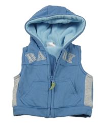 Světlemodro-šedá zateplená tepláková vesta s nápisem a kapucí Cherokee