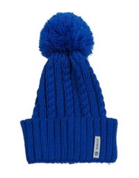 Tmavomodrá vzorovaná čepice s bambulí 