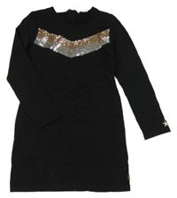 Čierne šaty s pruhy z flitrů WE