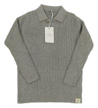 Nové - Sivý rebrovaný sveter s golierikom George