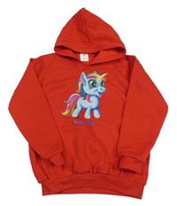 Červená mikina s jednorožcom a kapucňou