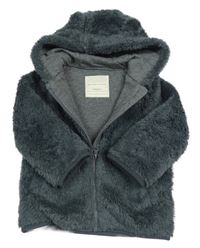 Antracitová chlupatá podšitá propínací mikina s kapucí Tu