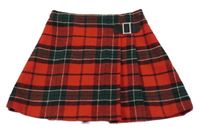 Červeno-zeleno-čierna kockovaná vlnená sukňa Next