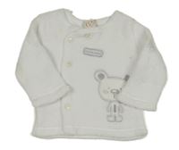 Biela plyšová prepínaci mikina s medvedíkom