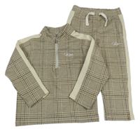 2set - Béžovo-hnědá kostkovaná mikina + tepláky River Island