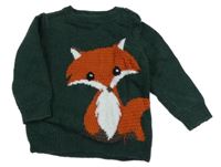 Tmavozelený sveter s lišákem Matalan