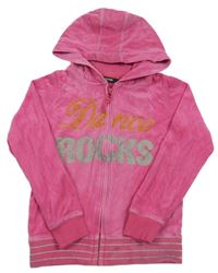 Ružová zamatová prepínaci mikina s nápisom a kapucňou George