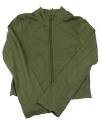 Khaki rebrovaná prepínaci crop mikina Nutmeg