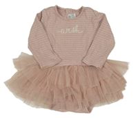 Světlerůžové puntíkaté body s nápisem a tylovou sukní Mamas&Papas