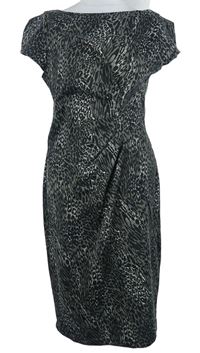 Dámské šedo-černé vzorované šaty s řasením Dorothy Perkins 