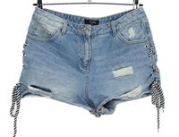 Dámské světlemodré riflové kraťasy s prošoupáním a šněrováním Denim 