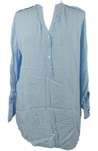 Dámská světlemodrá halenková tunika s rolovacími rukávy Esprit 