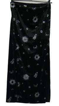 Dámská černá sametová midi sukně s obrázky H&M