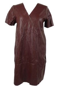 Dámské vínové koženkové šaty Zara 