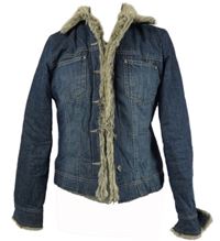 Dámská tmavomodrá riflová zateplená bunda s kožíškem Principes 