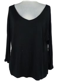 Dámske čierne voľné é tričko s krajkovými zády