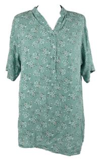 Dámská světlemodrá halenková tunika s kytičkami 