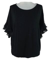 Dámské černé volné tričko s volánky Soon 