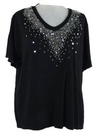 Dámske čierne tričko s flitrami Bonmarché