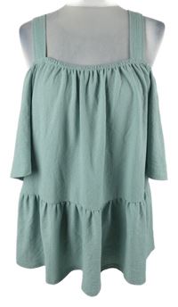 Dámska svetlomodrá vzorovaná peplum tunika s volnými rameny Papaya