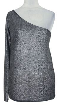 Dámské stříbrné asymetrické triko přes jedno rameno Tally Weijl