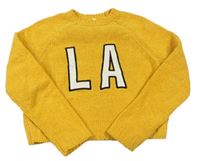 Žltý žinilkový crop sveter s písmeny C&A