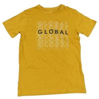 Hořčicové tričko s nápisy Primark