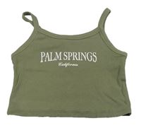 Khaki rebrovaný crop top New Look