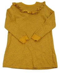 Žlté bodkovaná é teplákové šaty s volánikom F&F