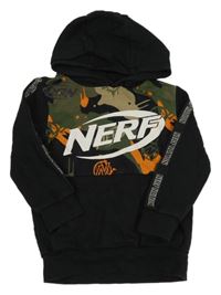 Černo-barevná mikina se vzorem, logem a kapucí Nerf