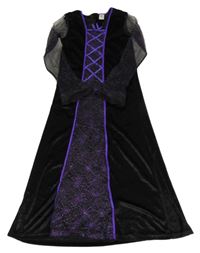 Kostým- Černo-fialové sametové šaty 