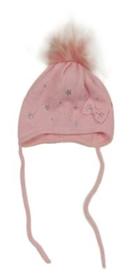Svetloružová čapica s hviezdami a brmbolcom