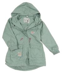 Svetlomodrá plátenná jarná parka s výšivkami a kapucňou Dopodopo