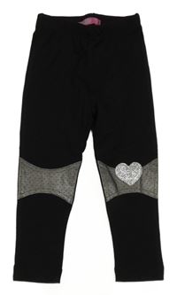 Čierno-strieborné legíny so srdiečkom