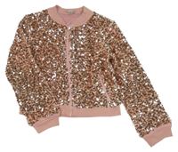 Ružová zamatová flitrovaná podšitá crop bunda TU