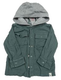 Khaki-šedá triková košile s kapucí Tahari