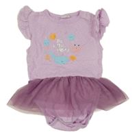 Lila puntíkaté body s obrázkem a tylovou sukní Orsolino