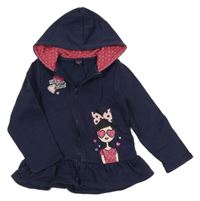 Tmavomodro-růžová propínací mikina s dívkou Kiki&Koko