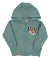 Modrozelená prepínaci mikina s líškou a kapucňou Socute