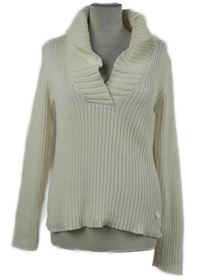 Dámsky smotanový rebrovaný sveter s golierom Street One