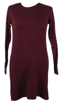 Dámska vínová rebrovaná šatová tunika Pull&Bear