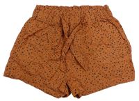 Hrdzavé bodkovaná é paper bag kraťasy s opaskom