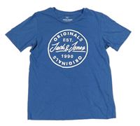 Modré tričko s potlačou Jack & Jones