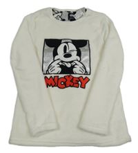 Nové - Bílá chlupatá pyžamová mikina s Mickeym Disney