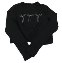 Čierne crop tričko s mašľami zn. George