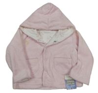 Nové - Světlerůžová sametová propínací podšitá mikina s kapucí M&S