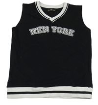 Čierna tepláková vesta s nápisom a bílým lemem C&A